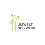 Das Bild zeigt ein minimalistisches Logo des Umwelt Netzwerks Darmstadt, mit stilisierten grünen Pflanzen oder Bäumen und modernem Schriftzug.