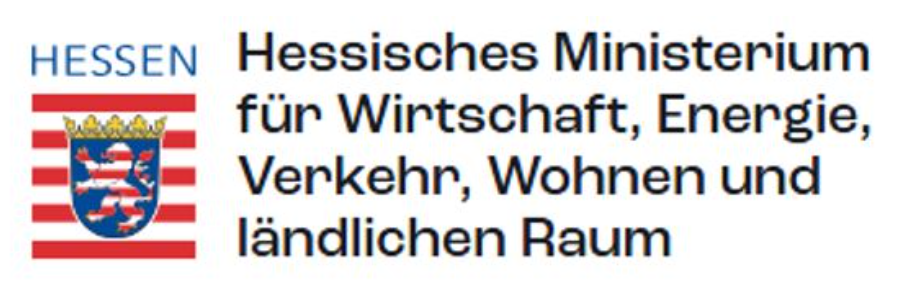 Das Bild zeigt das Logo des Hessischen Ministeriums für Wirtschaft, Energie, Verkehr, Wohnen und ländlichen Raum, mit einem Wappen und der Aufschrift „Hessen“.