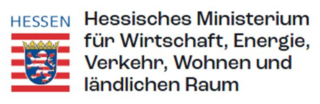 Das Bild zeigt das Logo des Hessischen Ministeriums für Wirtschaft, Energie, Verkehr, Wohnen und ländlichen Raum, mit einem Wappen und der Aufschrift „Hessen“.