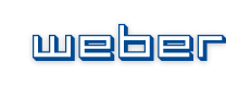 Das Bild zeigt das Logo der Marke "Weber" in blauer Schrift auf weißen Hintergrund, modern und markant gestaltet.