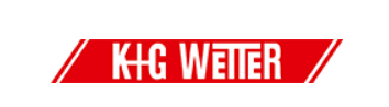 Das Bild zeigt das Logo der KHG Wetter in roter Schrift auf weißem Hintergrund, mit einem minimalistischen Design.