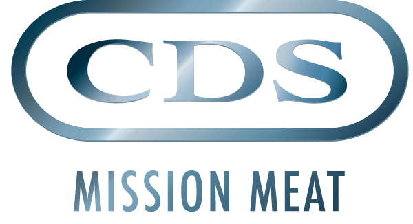 Das Bild zeigt ein Logo mit den Buchstaben "CDS" über dem Schriftzug "MISSION MEAT". Es ist modern und professionell gestaltet.