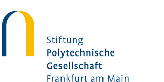 Das Bild zeigt das Logo der Stiftung Polytechnische Gesellschaft Frankfurt am Main, in Blau und Gelb gehalten, mit modernem Schriftzug.